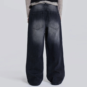 Vaqueros anchos de hombre con efecto desgastado, cintura media, corte holgado, estilo casual, talla grande, de algodón, estilo baggy - Product Image 5