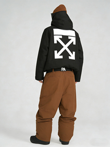 Chaqueta de Esquí Negra con Capucha para Hombre, de Alta Calidad, Estilo Deportivo, Color Sólido, Ropa Térmica, Material de Poliéster - Product Image 3
