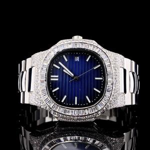 Custom Moissanite Diamond <b>Wrist</b> <b>Watch</b> <b>For</b> Unisex With Numeric Blue Dial Luxury Custom Hand Mad Design <b>Watch</b> Only Bezel <b>Watch</b> - Product Image 1