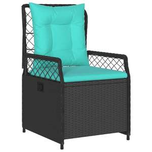 Sedia da giardino reclinabile di dimensioni standard in rattan PE nero - Product Image 4