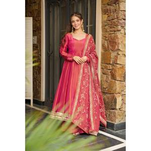 ชุดออกแบบด้านบนด้านล่างและ dupatta พร้อมงานเย็บปักถักร้อยขนาด XL - Product Image 4