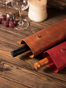 Porte-vin en cuir véritable avec logo personnalisé, sac de transport de luxe pour une seule bouteille, fabrication en gros, porte-vin en vrac, cadeau LEB-0060 - Product Image 6