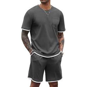 Mens 2 Piece Streetwear <b>Set</b> Manufacturer Cotton T Shirt Cargo Shorts OEM ODM Custom Logo Bulk - Product Image 1