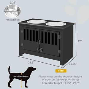 Mobiletto Nero per Alimenti per Cani con Ciotole - Comoda Stazione di Alimentazione per Cuccioli - Product Image 2