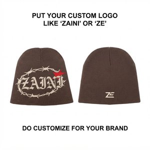 Zaini Enterprises – Bonnet en tricot côtelé acrylique premium 280 GSM marron, chapeau d'hiver avec logo brodé personnalisé, chaud, doux et extensible à revers - Product Image 1