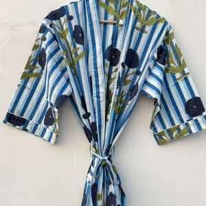 Bata de baño tipo kimono de algodón para mujer, bata de satén de lujo con estampado floral, bata de baño ligera de verano, bata de kimono para fiesta nupcial - Product Image 4