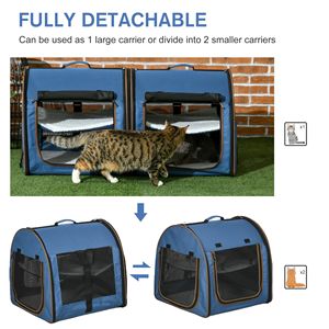 39\" Portable Cat Kennel Travel Dog <b>Crate</b> with Two Compartments Soft Cushions and <b>Storage</b> Bag Soft Sided Pet Carrier - Product Image 4
