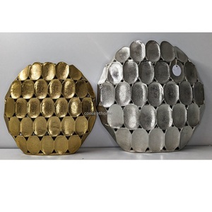 Modern Egg Shape <b>Set</b> of 2 Metal Handmade Decorative Flower <b>Vase</b> and Pots Gold and Silver Color Tabletop and Flooring - Product Image 6