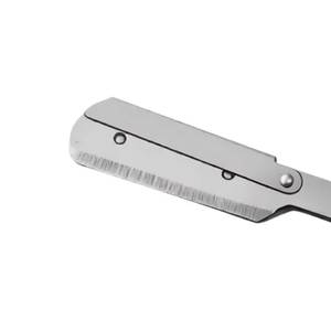 Straight <b>Razor</b> With Blue Plastic Handle Stainless Steel <b>Blade</b> <b>Single</b> <b>Blade</b> For Barber Shop Use - Product Image 2