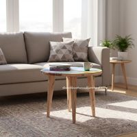 Mesa de Centro Rústica Hecha a Mano, Diseño Gap, Madera de Teca Reciclada, Color Original, para Interiores y Exteriores, Sala de Estar, Villa, Hogar, Jardín