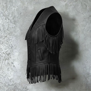 Men Western <b>Suede</b> Fringe Vest <b>Leather</b> Cowboy Sleeveless <b>Jacket</b> Tassel Biker Rodeo Festival Wear Wear Premium OEM Apparel - Product Image 5