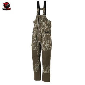 Salopette de chasse vert olive pour homme, camouflage vertical, avec genouillères renforcées, fermeture éclair centrale intégrale double - Product Image 1