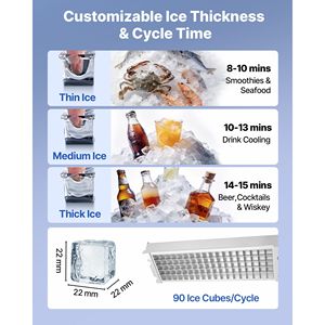 Attrezzatura di Refrigerazione per Cucine Commerciali, Macchina per il Ghiaccio in Acciaio Inox, Produzione 265 Libbre/24h, Capacità di Stoccaggio 85 Libbre - Product Image 4