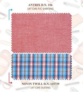 Tela de sarga de algodón y poliéster rojo de grado superior, viscosa lisa con cuadros para niños, uniformes escolares, vestidos y faldas - Product Image 3