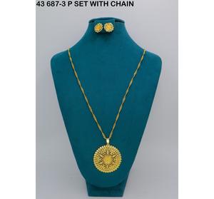 Gold Plated Designer Dubai Jewelry Pendant Chain African <b>Bridal</b> Necklace Saudi Arabia for Women Wedding Jewelry Pendant set - Product Image 2