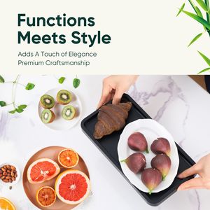 Ensemble de plateaux de service en bambou de 10 pouces, antidérapants, rectangulaires, organisateurs, noirs, pour la cuisine, la salle de bain - Plateaux de rangement décoratifs - Product Image 3