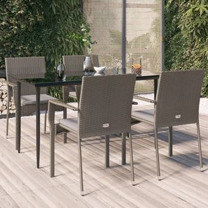 Conjunto de Comedor Modular Grande para Jardín, en Ratán Sintético Negro y Gris - Product Image 1