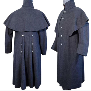 <b>Men's</b> 100% Wool Great Coat Long British Style <b>Overcoat</b> American Napoleonic Reproduction Handmade Wool Cape Great Coats - Product Image 2