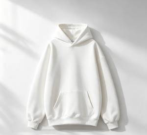 เสื้อฮู้ดผู้ชายทรงโอเวอร์ไซส์ สีพื้น ผ้าฝ้ายฟลีซ สวมใส่สบายๆ สำหรับฤดูใบไม้ร่วง ทรงปกติ มีกระเป๋า - Product Image 1