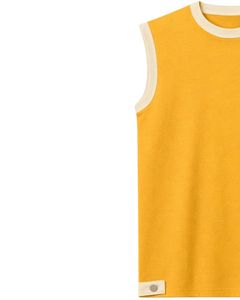 Custom Men Mustard Yellow Sleeveless Tank Top And Shorts <b>Set</b> Casual Summer Cotton Outfit Contrast Trim Drawstring Two Piece <b>Set</b> - Product Image 3