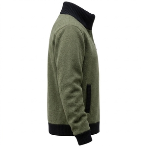 Wholesale <b>Men's</b> <b>Turtleneck</b> Fleece Knit Cardigan Jacket Full Zip Technical Fabric Winter Anti-Wrinkle Business Casual Outerwear - Product Image 1