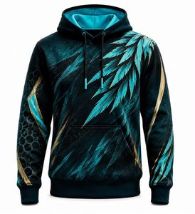 Sudadera con Capucha para Hombre con Estampado de Plumas, Corte Regular, Informal, Tejida, con Estampado por Sublimación - Product Image 1