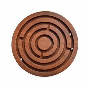 Jeu de labyrinthe artisanal en bois de rose indien |   Labyrinthe en bois rond, jeu de stratégie de table, défi mental, cadeau décoratif - Product Image 1