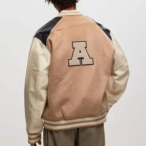 Chaqueta de Béisbol Varsity Unisex de Nuevo Diseño para Estudiantes, Color Sólido, Cuello Redondo, Estilo Urbano, Invierno, Lona, Resistente al Viento, 100% Algodón - Product Image 3