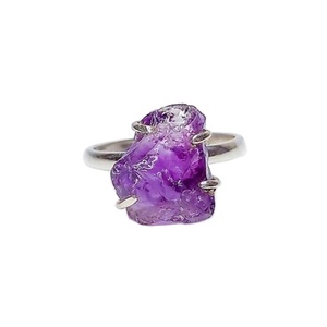 Bague en argent sterling 925 avec améthyste, artisanale, pour femme - Cadeau de mariage et de fête - Product Image 1