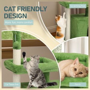 36in Cozy <b>Cat</b> Condo Multi-Level <b>Cat</b> Tower Padded Beds Dangling Ball <b>Cat</b> <b>Scratching</b> Post 36in <b>Cat</b> <b>Tree</b> Leaves All One Carton - Product Image 4