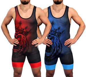 Customized High Quality Wrestling <b>Singlet</b> Digital Logo Printed 100% Polyester Quick Dry Breathable Plus Size Adult 220g - Product Image 5