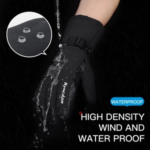 Gants de ski à doigts entiers en cuir noir, isolés thermiquement, avec sangle de poignet réglable, unisexe, pour activités hivernales en plein air - Product Image 5