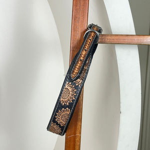 ปลอกคอสุนัขหนังแท้แบบปรับได้อุปกรณ์เสริมสำหรับสัตว์เลี้ยงดีไซน์ดอกทานตะวัน - Product Image 5