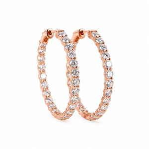 10K Gold Lab Grown Diamond Hoop <b>Earrings</b> | Eternity Hoops | VVS-VS Clarity <b>3mm</b> Modern Luxury Fine Jewelry Anniversary For Women - Product Image 1