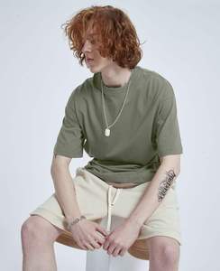 Camiseta Extra Grande para Hombre, 100% Algodón Jersey, Color Liso, Manga Corta, Cuello Redondo, Corte Regular, Logotipo Personalizado, Ropa Casual Urbana - Product Image 4