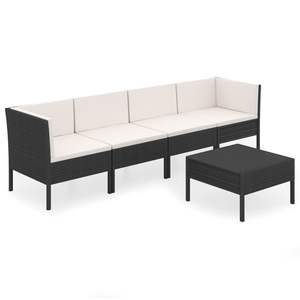 Grand ensemble de salon de jardin en rotin PE noir avec housses amovibles, mobilier d'extérieur haut de gamme - Product Image 2