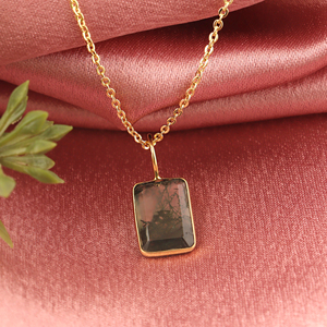 Geometric Stone Gemstone Pendant Necklace 18k Gold Plated Minimalist Healing Stone Pendant Fancy Everyday Women's Wear Necklace - Product Image 3