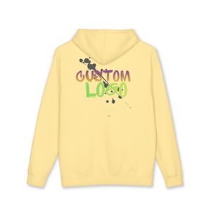Custom Women Oversized Pullover <b>Hoodie</b> High Quality <b>Yellow</b> Cream Graphic Printed Sweatshirt Heavyweight Fleece Custom Logo OEM - Product Image 2