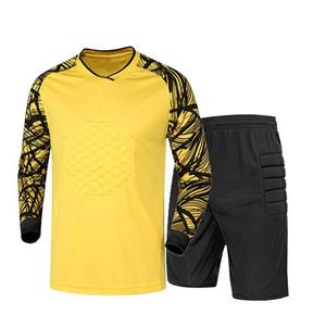 Custom Soccer Goalkeeper Kit Long Sleeve V-<b>neck</b> Moisture-Wicking Breathable <b>Padded</b> Polyester Jersey Set Elastic Waist Unisex - Product Image 5