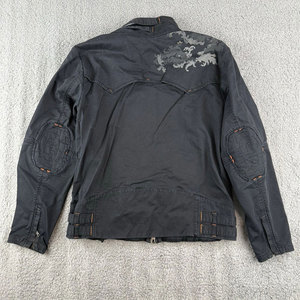 Mens Large Buckle <b>Jacket</b> Black <b>Gothic</b> Rock Buckle Details Cargo High-Neck Collar Graphic Print <b>Jacket</b> - Product Image 3