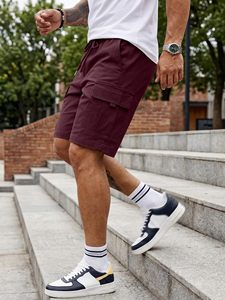 Shorts de sport pour hommes de haute qualité, tissu à séchage rapide pour l'entraînement et les activités sportives, taille mi-haute avec cordon de serrage - Product Image 1