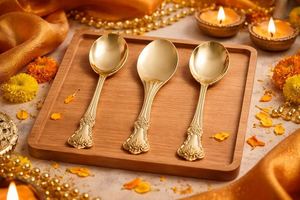 Premium Quality Classic Eco-Friendly Brass <b>Spoons</b> Elegant Salad <b>Serving</b> Customized Home Office Outdoor Business Gifts Lids - Product Image 5