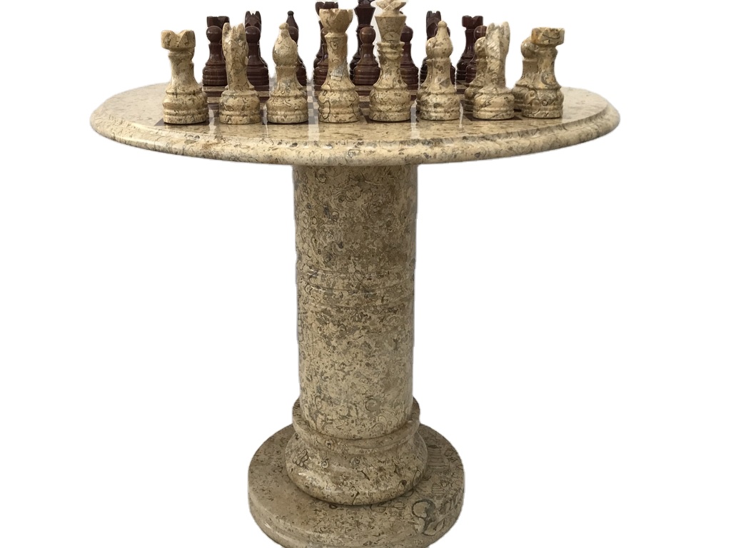 ラグジュアリー マーブルチェスボードセット テーブル付 オニキス型