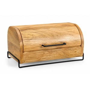 Aqdus Saleem Industrial Acacia <b>Wood</b> <b>Bread</b> <b>Bin</b> Roll-Top Handcrafted Abstract Rectangle Wholesale Kitchen Storage Box - Product Image 1
