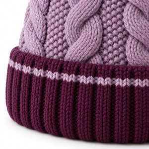Gorro de Punto de Invierno para Hombre y Mujer, Tejido de Cable, con Puño Plegado, Dos Tonos, Elástico, Casual, para Exteriores - Product Image 3