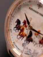 Montre mécanique avec boîtier en acier inoxydable et bracelet en cuir Alexander Ferros 9302RD-26 38,5 mm Miyota 9015 automatique résistante à l'eau 5 BAR