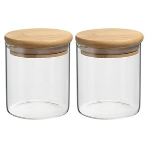 Clear Glass <b>Kitchen</b> <b>Storage</b> Vessel Wood Cover Airtight Dishwasher Safe Microwavable Food <b>Jar</b> Flour Rice Pasta Oats Granola Beans - Product Image 6