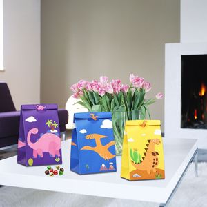 Set di 12 Sacchetti Regalo per Feste a Tema Dinosauri Cartoon Multicolore con 24 Adesivi per Occasioni Speciali - Product Image 4