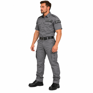 Ensemble uniforme de sécurité pour hommes de haute qualité, chemise de travail à manches courtes, pantalon cargo latéral, couleur unie, uniforme de travail personnalisé pour hommes - Product Image 5