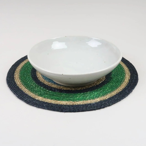 Best Selling Wholesale Sustainable Braided Handwoven Seagrass Blue Green <b>Round</b> Placemat <b>Dining</b> <b>Table</b> Mat Bulk Restaurant Decor - Product Image 2